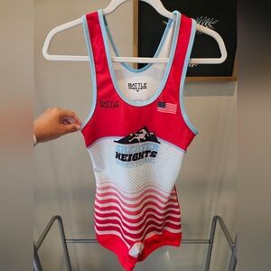 Wrestling Singlet Greater Heights USA Adult XS Battle Gear Red White Blue